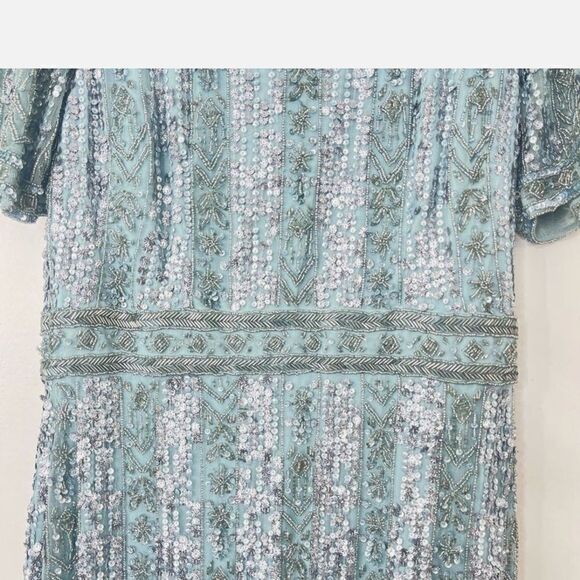 NWT Mac Duggal 5980 Size 6 High Neck Crystal Fringe French Blue Beaded - Picture 8 of 9